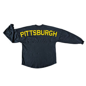 Spirit Pittsburgh Jersey Sweatshirt Mens M Black Cotton Big Back Yellow Letters